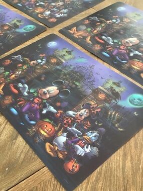 RARE Disney Lenticular 3D Plastic Vinyl Placemats Mickey Halloween Collectible
